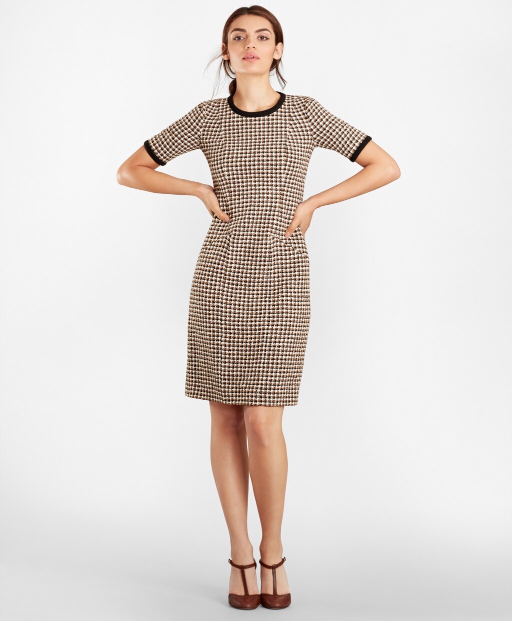 Petite Checked Tweed A-Line Dress