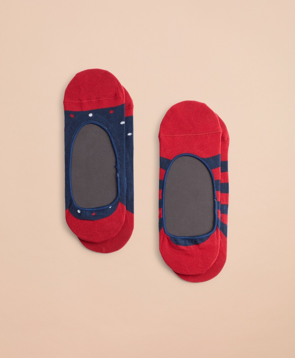 Two-Pack Striped & Dotted No-Show Socks