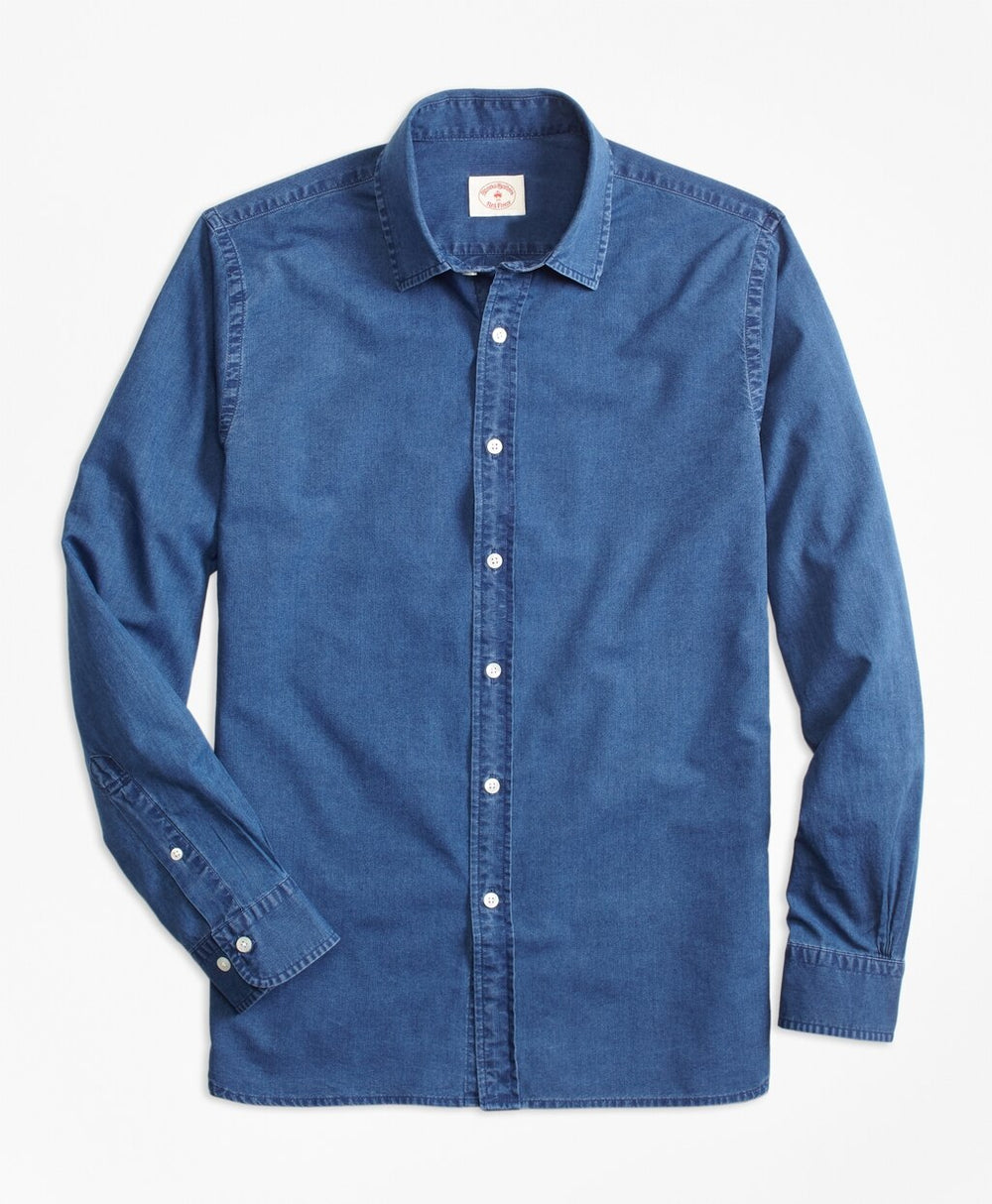 Indigo-Dyed Cotton Chambray Sport Shirt