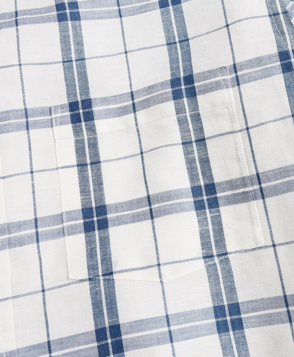 Plaid Linen-Blend Sport Shirt