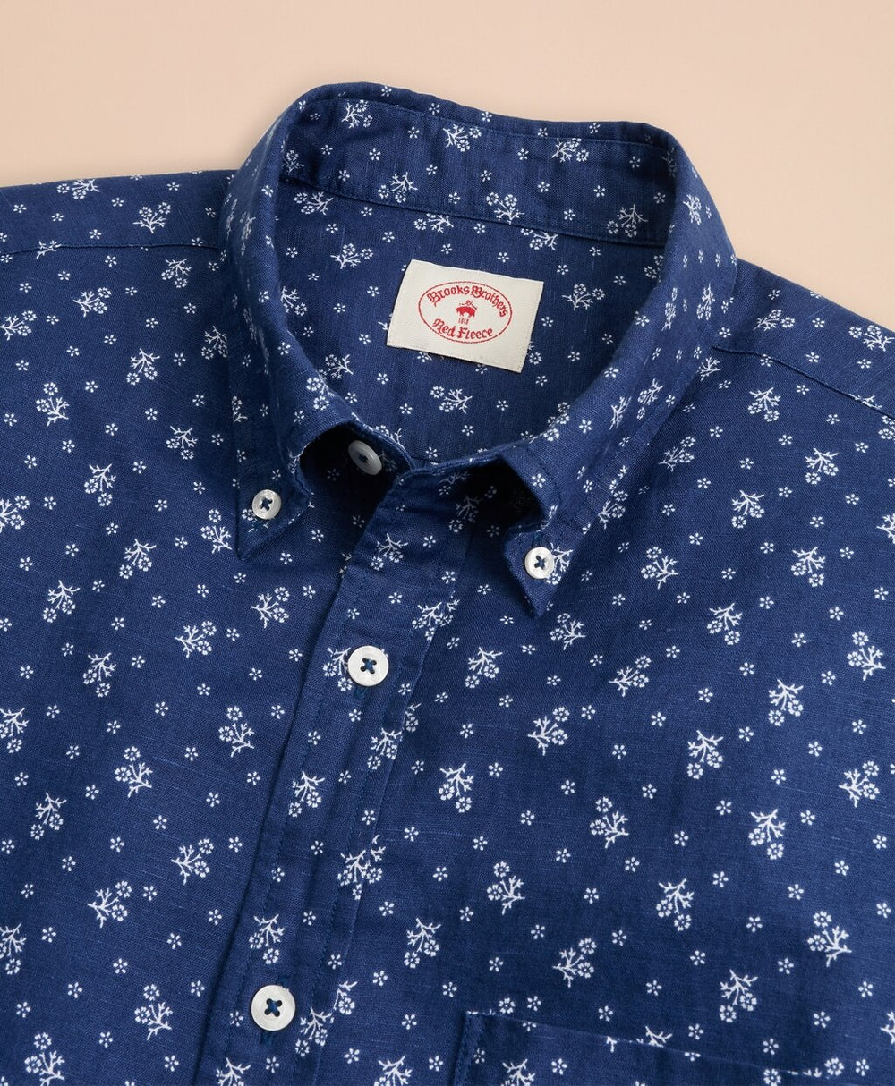 Floral Linen-Blend Sport Shirt