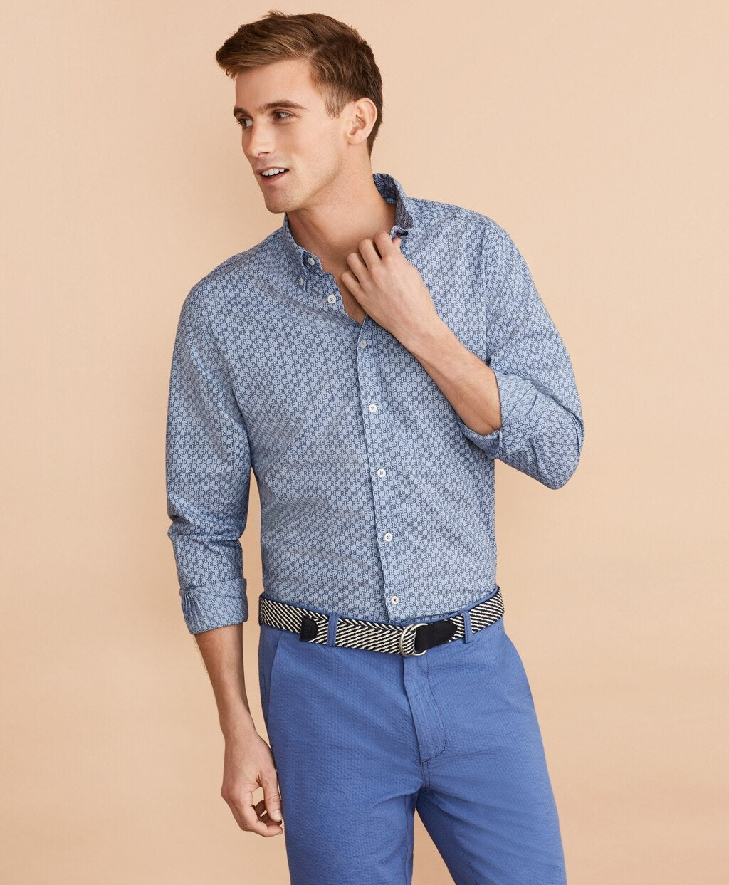 Indigo Red Fleece Print Shirt