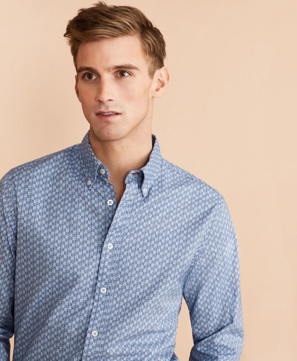 Indigo Red Fleece Print Shirt