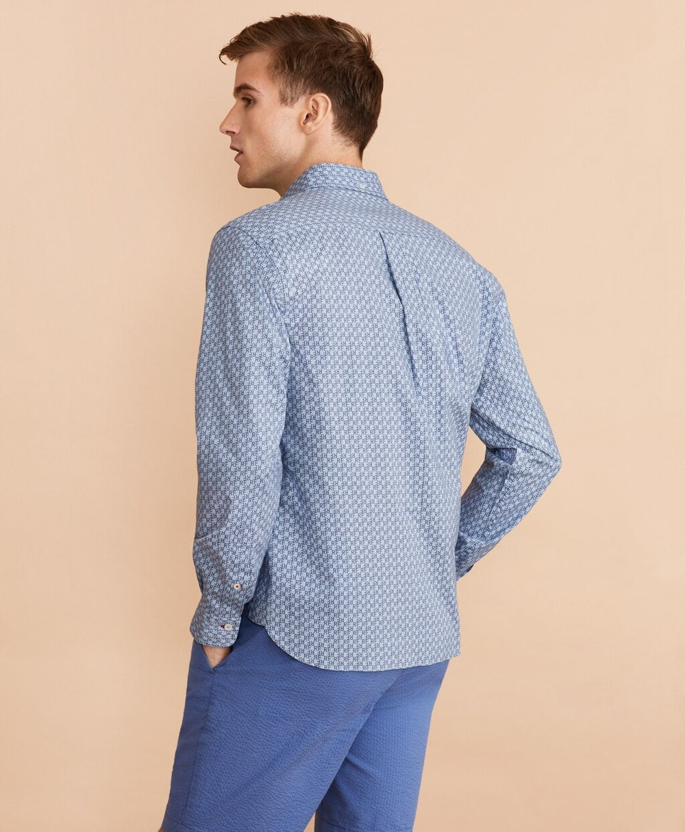 Indigo Red Fleece Print Shirt