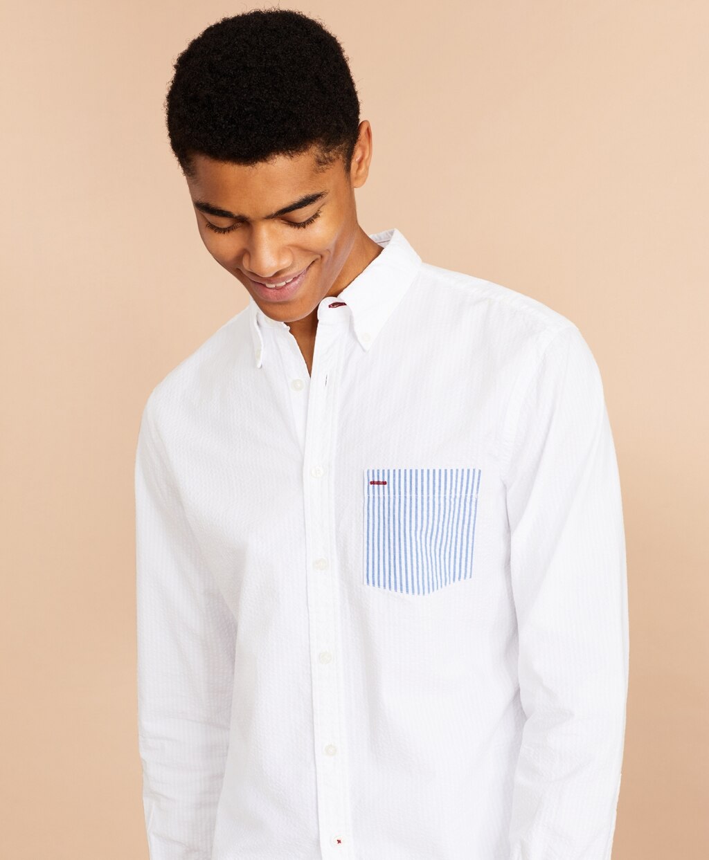 Seersucker Striped-Pocket Shirt