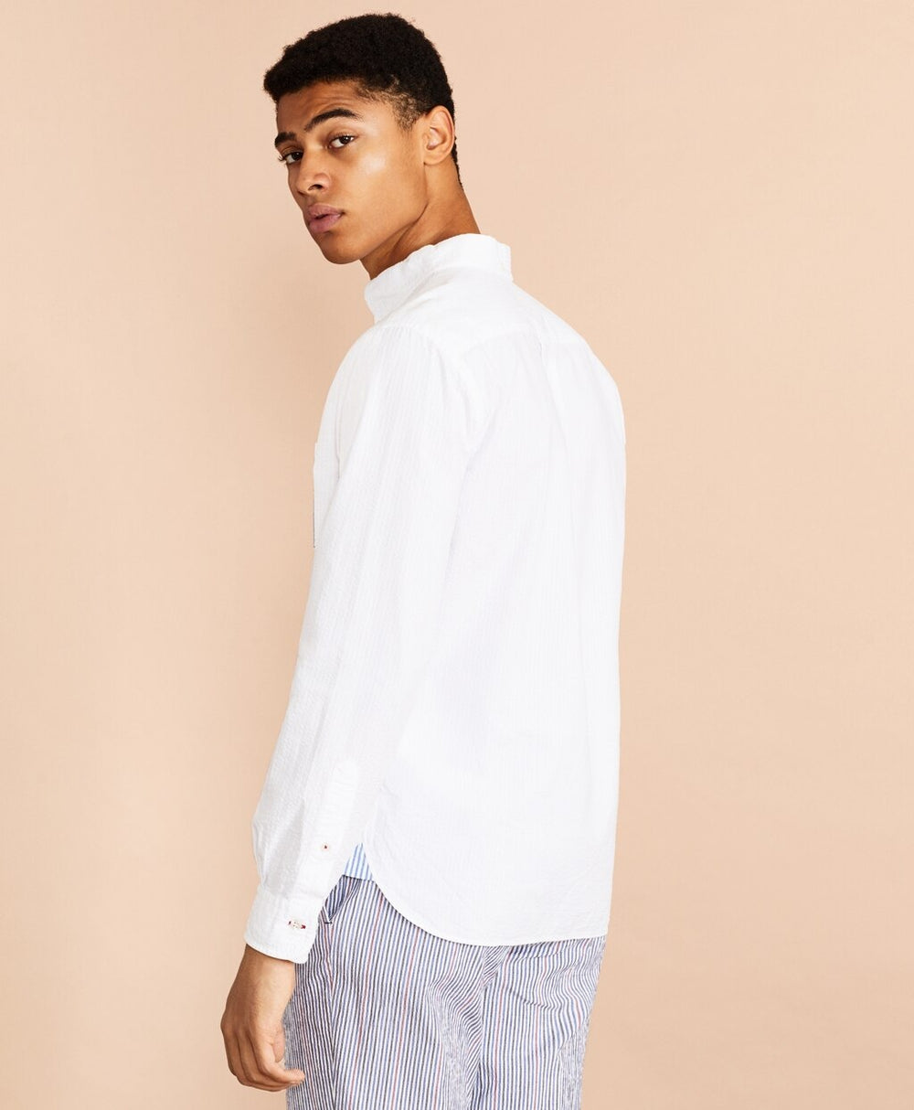 Seersucker Striped-Pocket Shirt