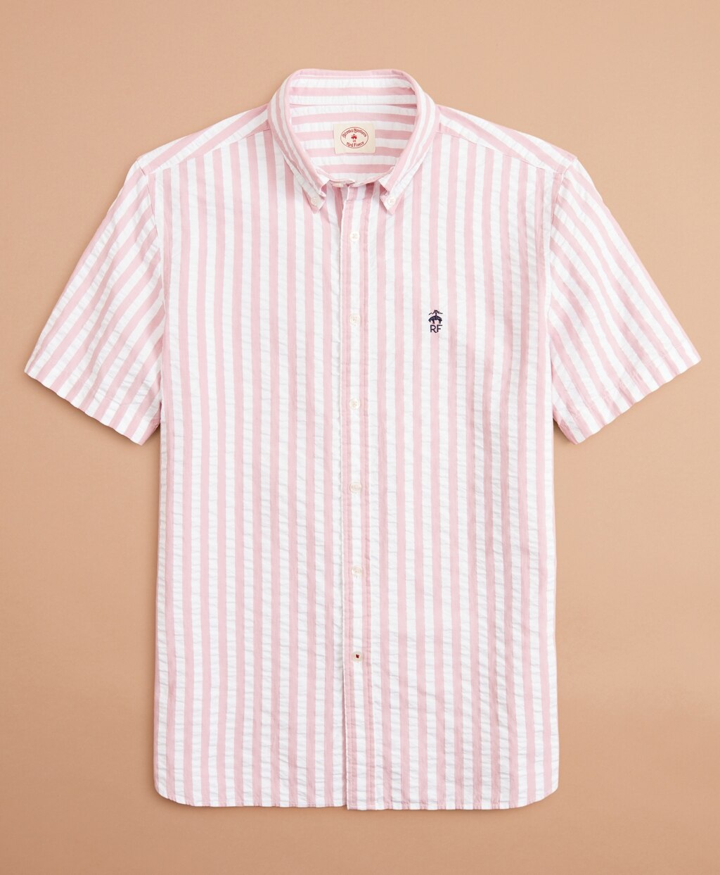 Broad Striped Seersucker Short-Sleeve Shirt