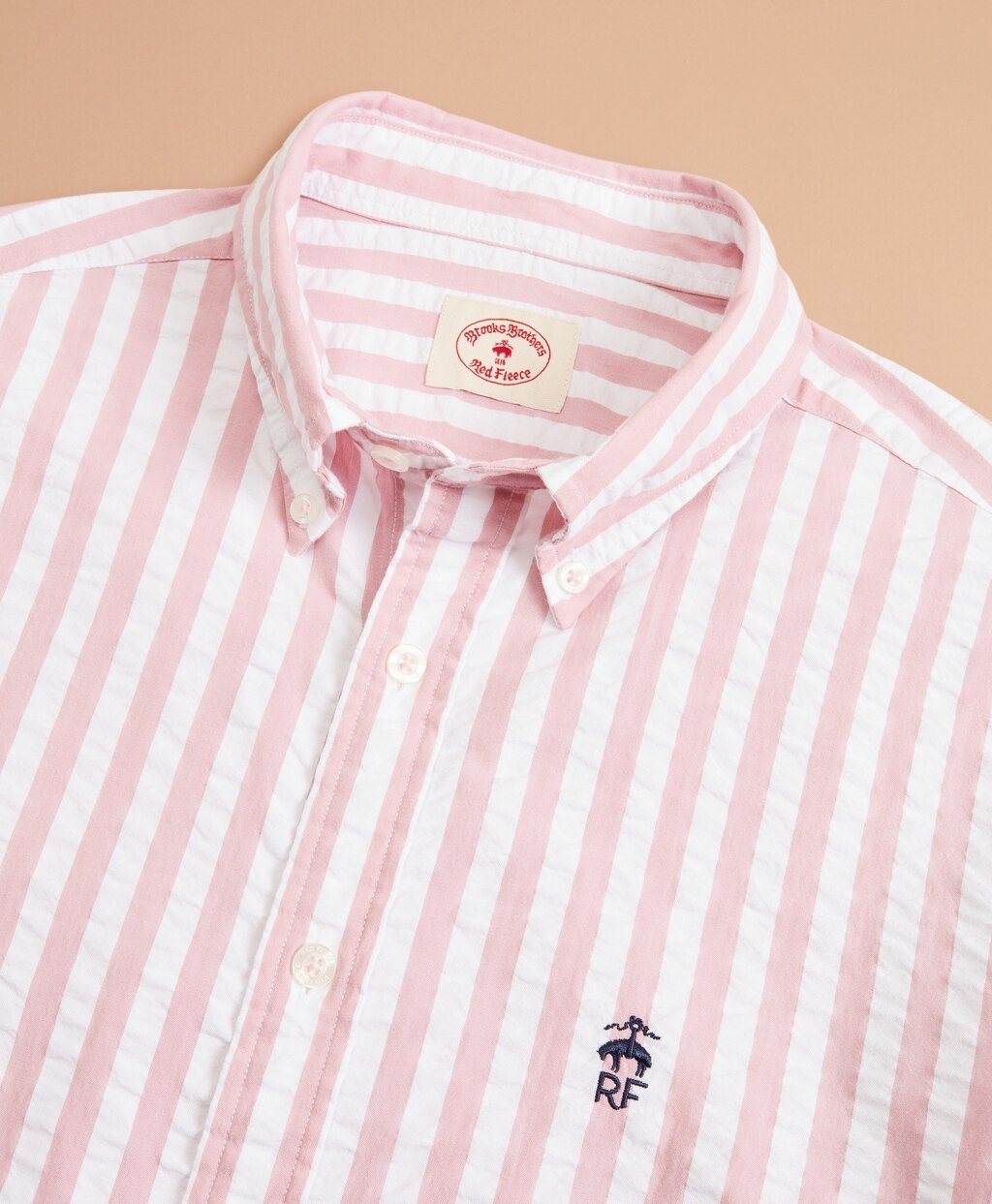 Broad Striped Seersucker Short-Sleeve Shirt