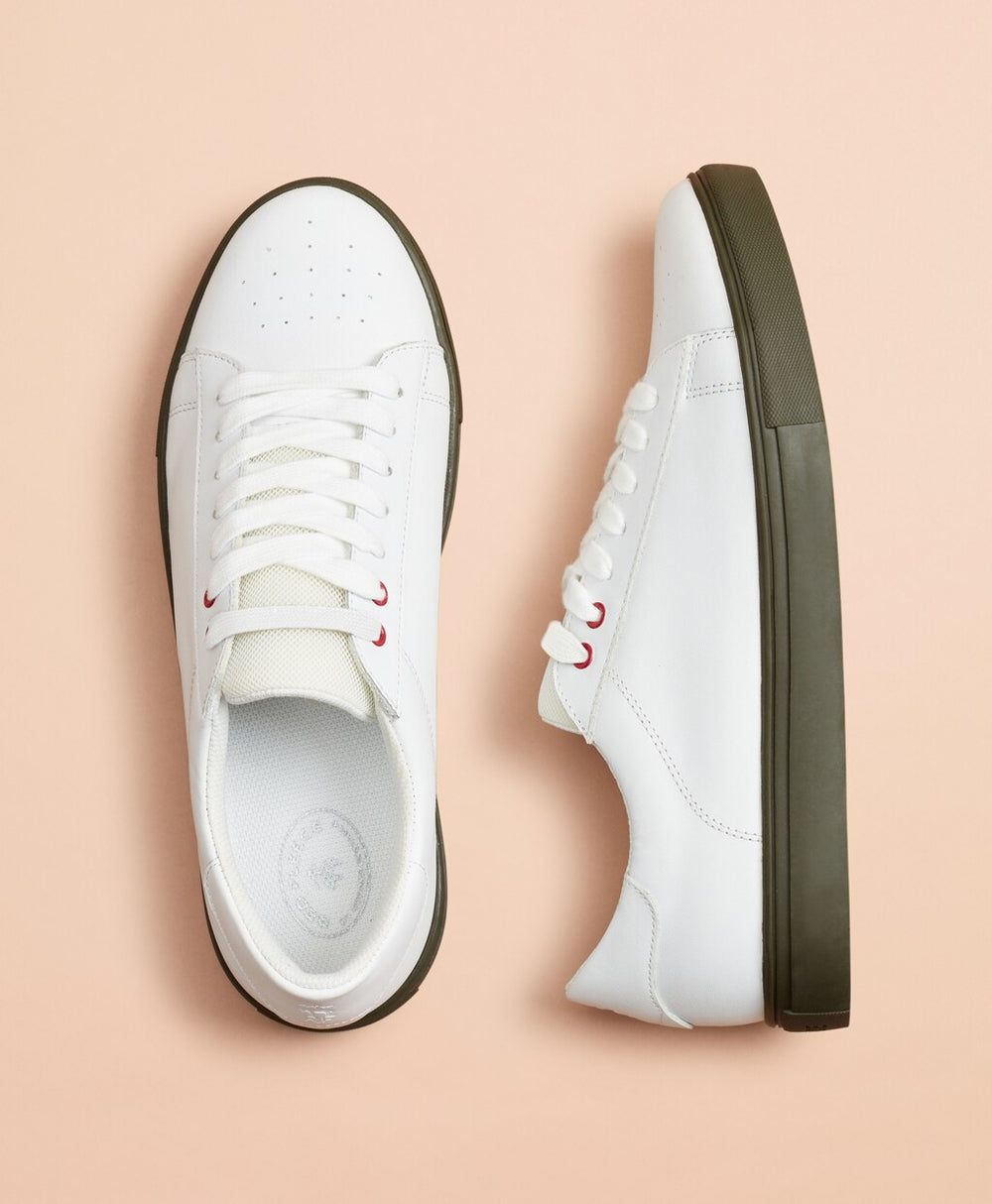 Color-Contrast Leather Sneakers