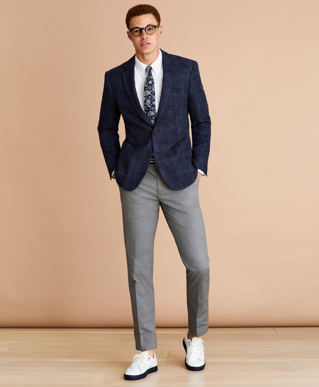Wool-Blend Plaid Sport Coat