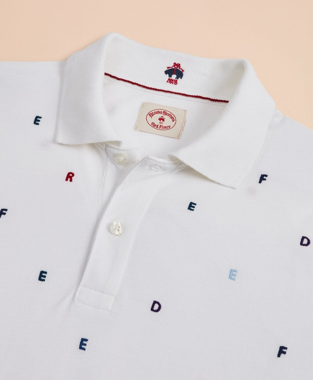 Embroidered Letter Pique Polo Shirt