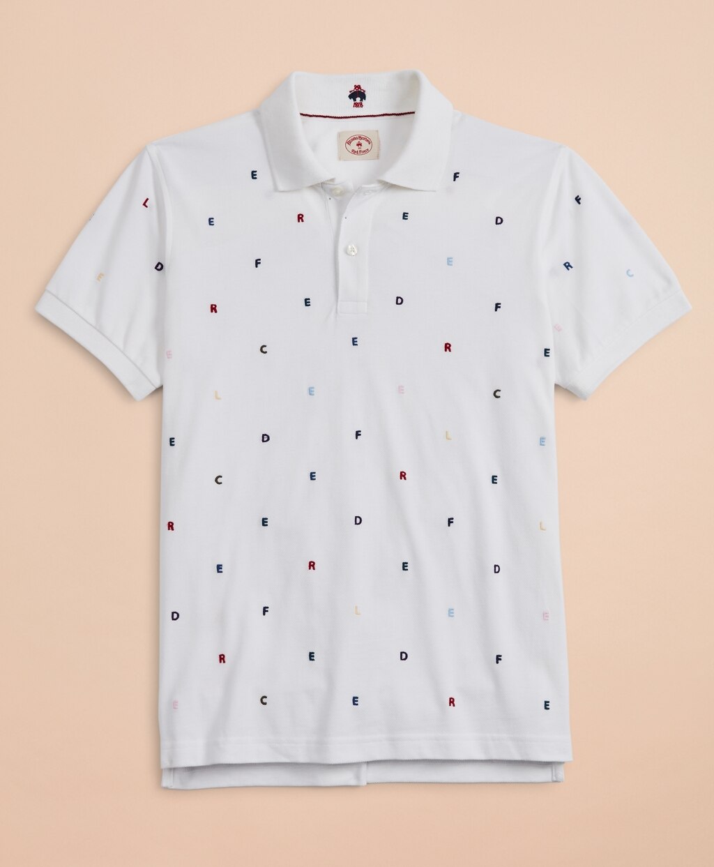 Embroidered Letter Pique Polo Shirt