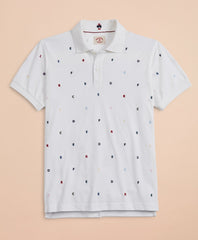 Embroidered Letter Pique Polo Shirt