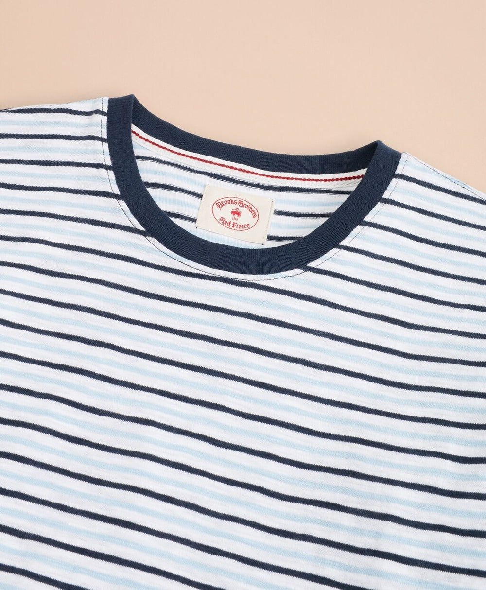 Alternating-Stripe Slub Cotton Jersey T-Shirt