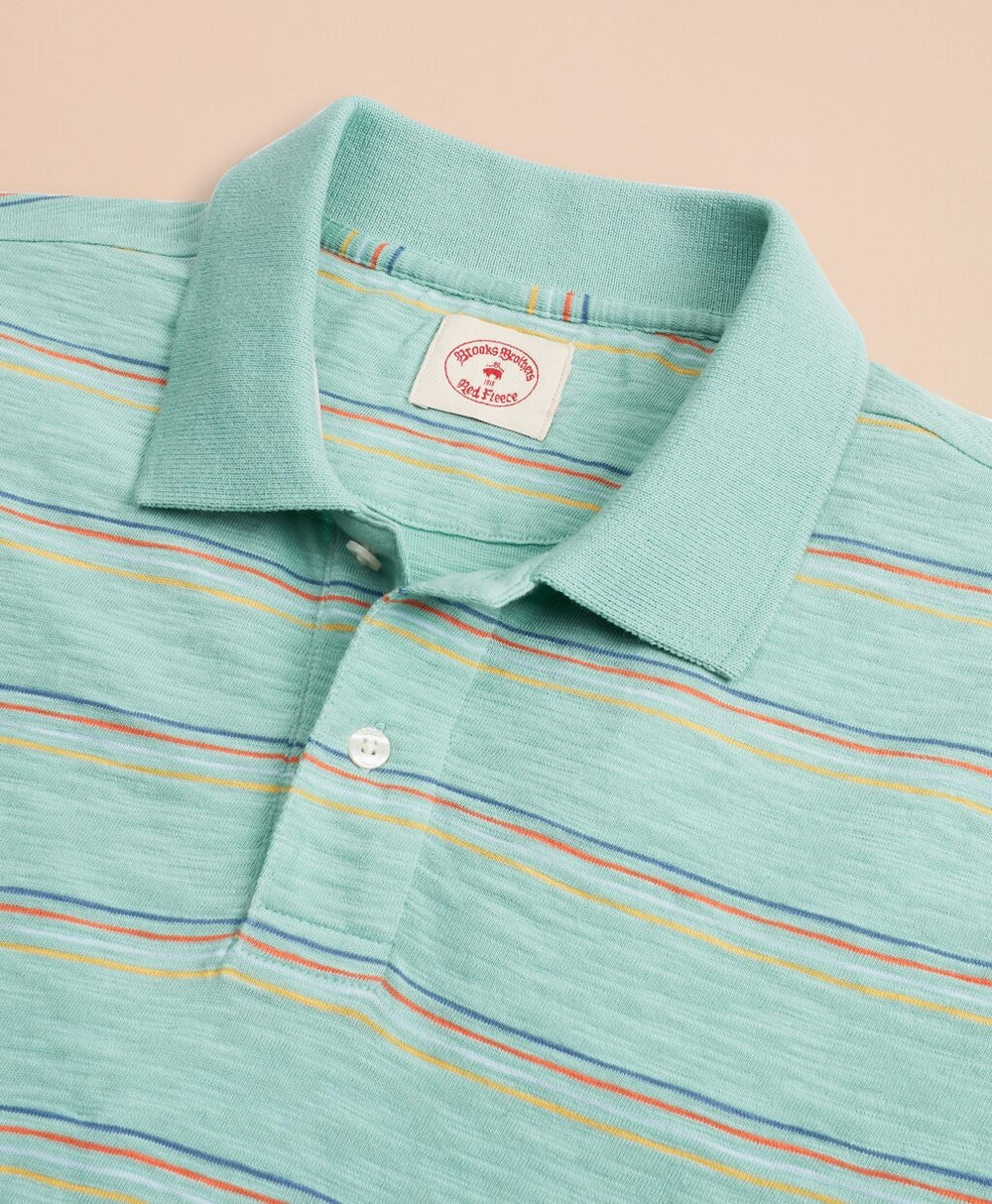 Multi-Color Stripe Slub Jersey Polo Shirt