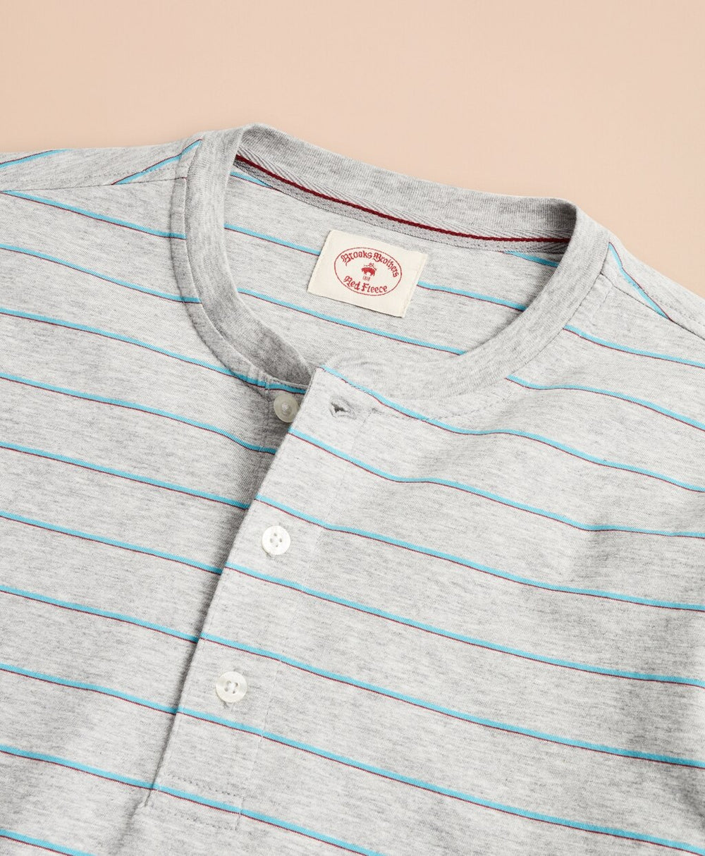 Striped Cotton Jersey Short-Sleeve Henley