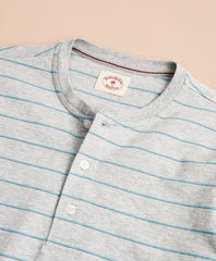 Striped Cotton Jersey Short-Sleeve Henley