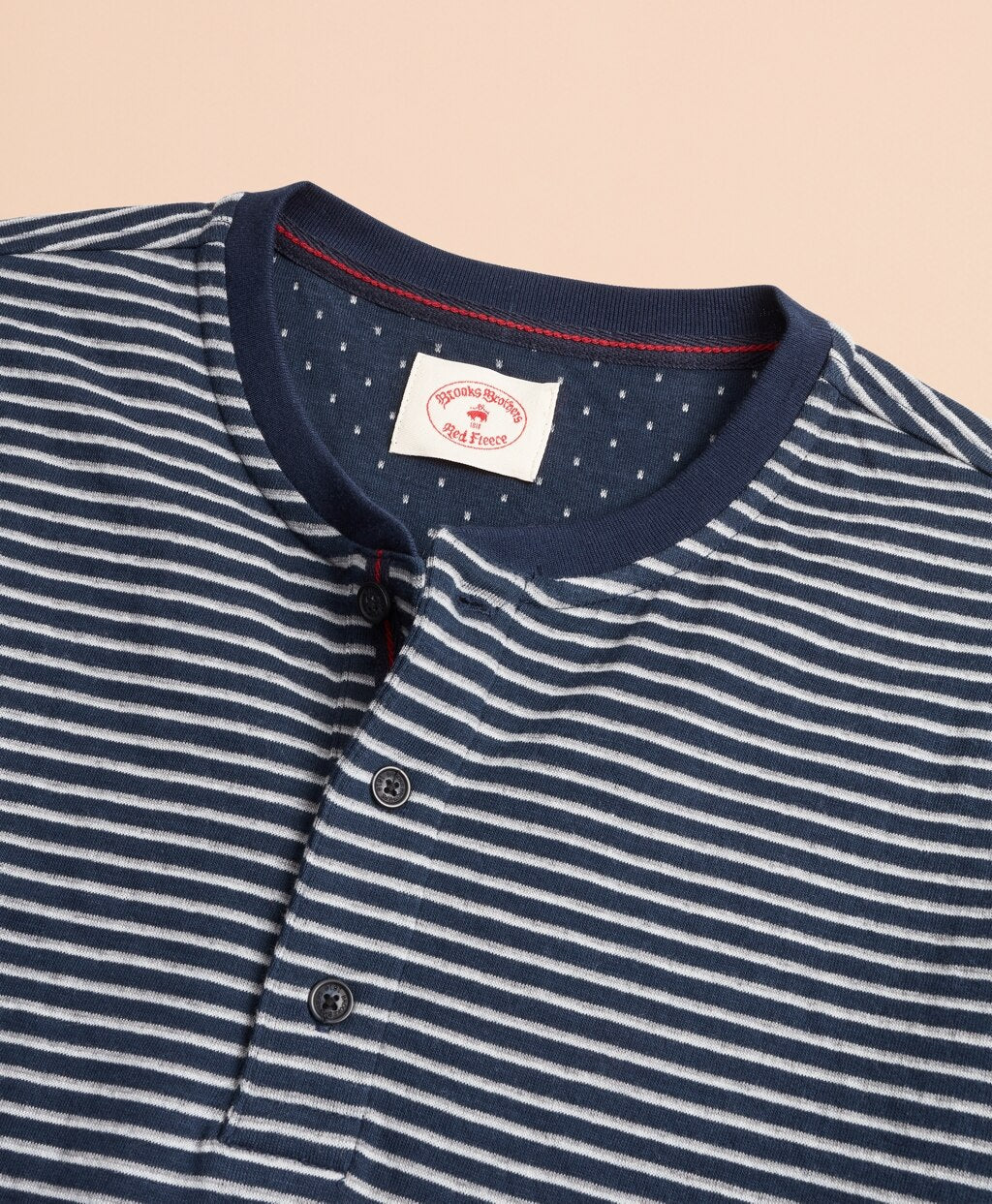 Striped Double-Knit Long-Sleeve Henley
