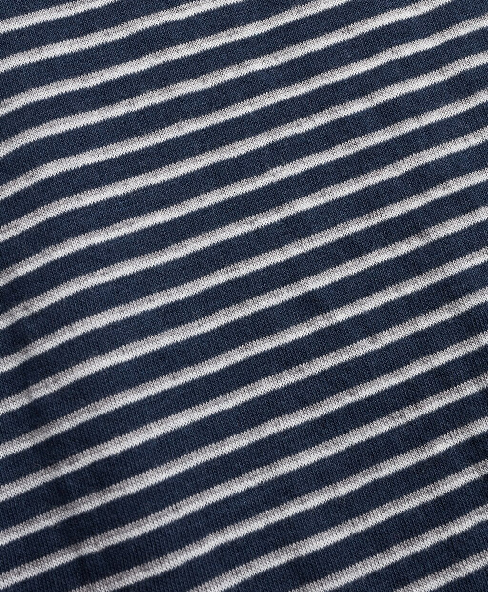Striped Double-Knit Long-Sleeve Henley