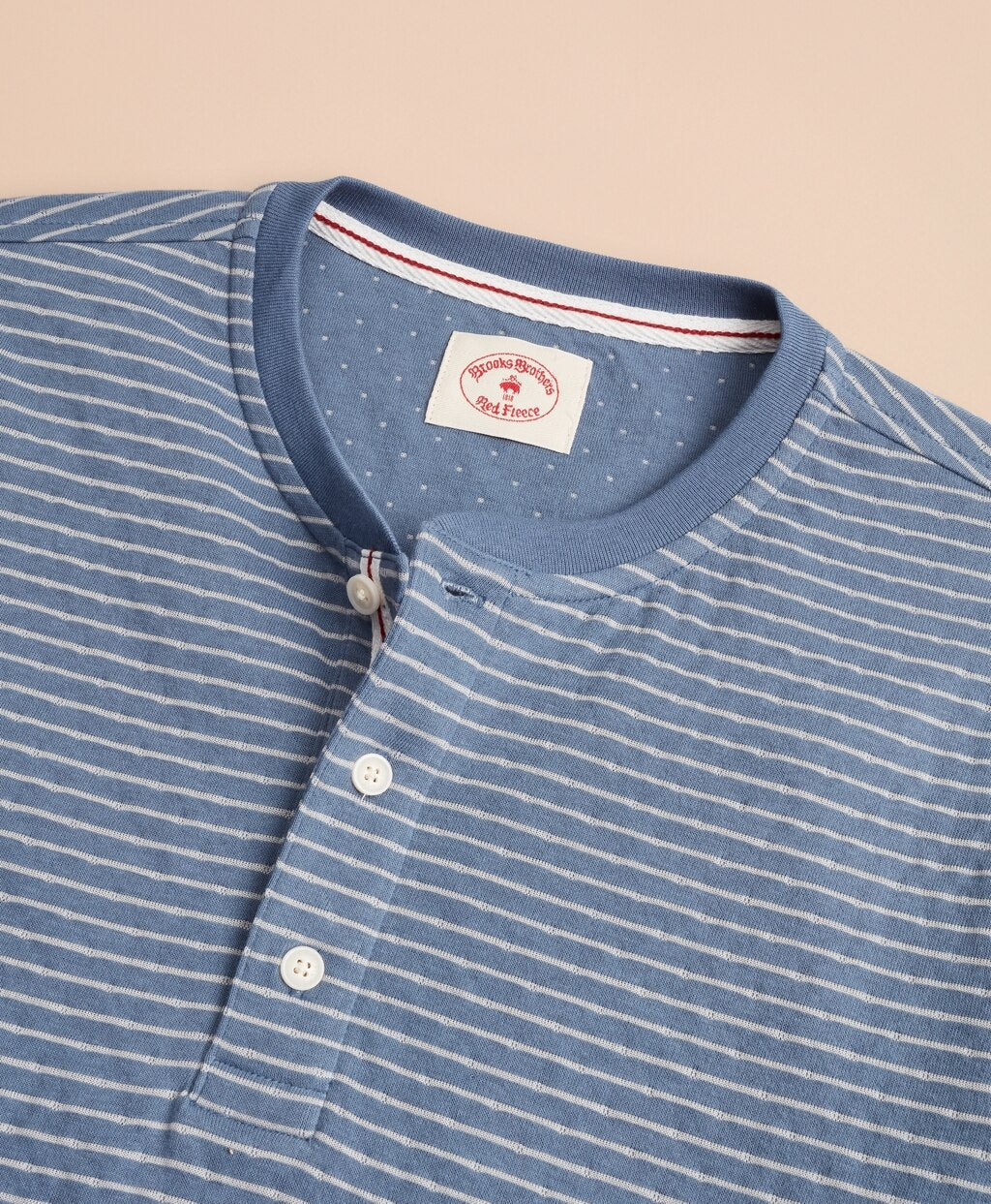 Striped Double-Knit Long-Sleeve Henley