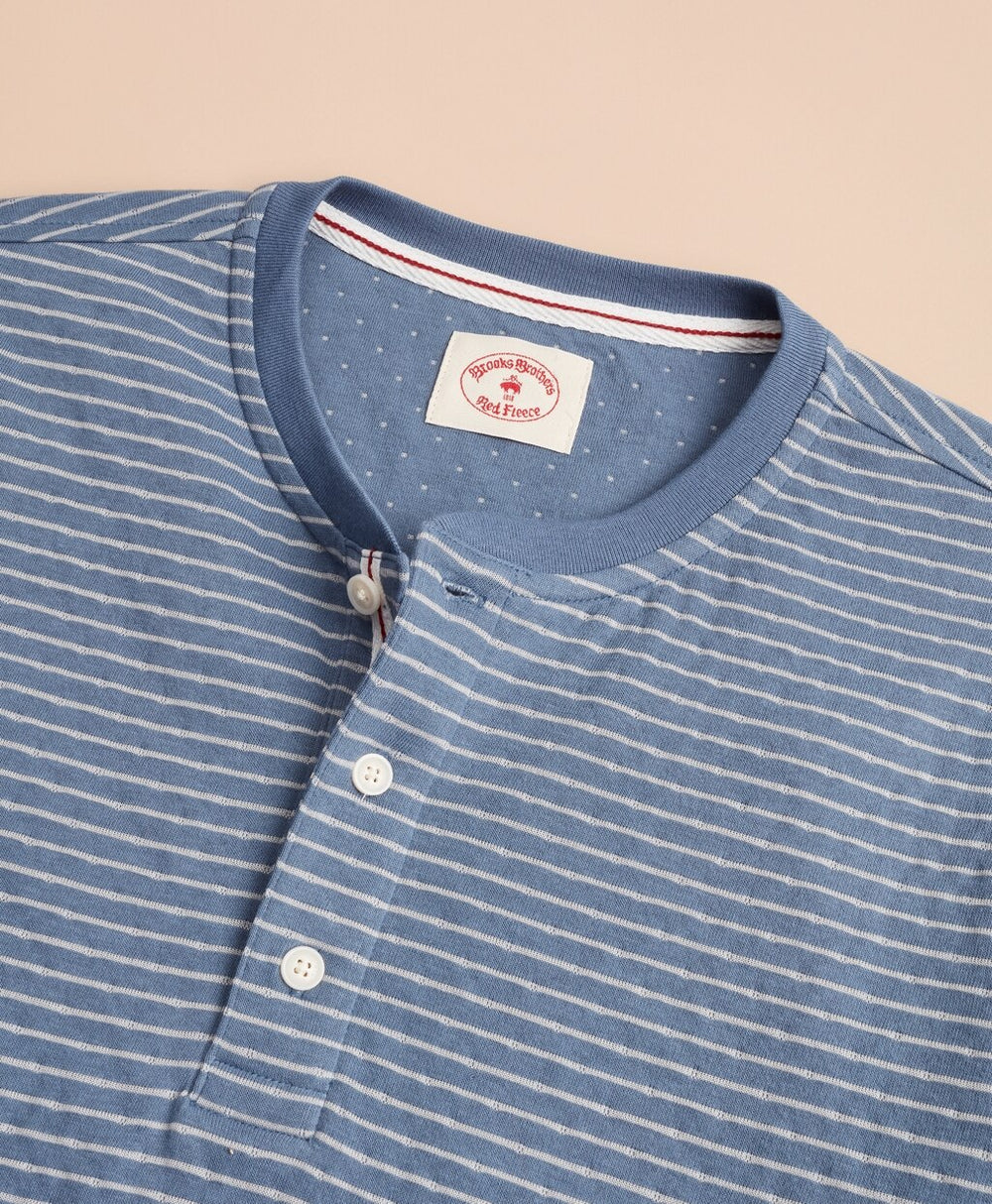 Striped Double-Knit Long-Sleeve Henley