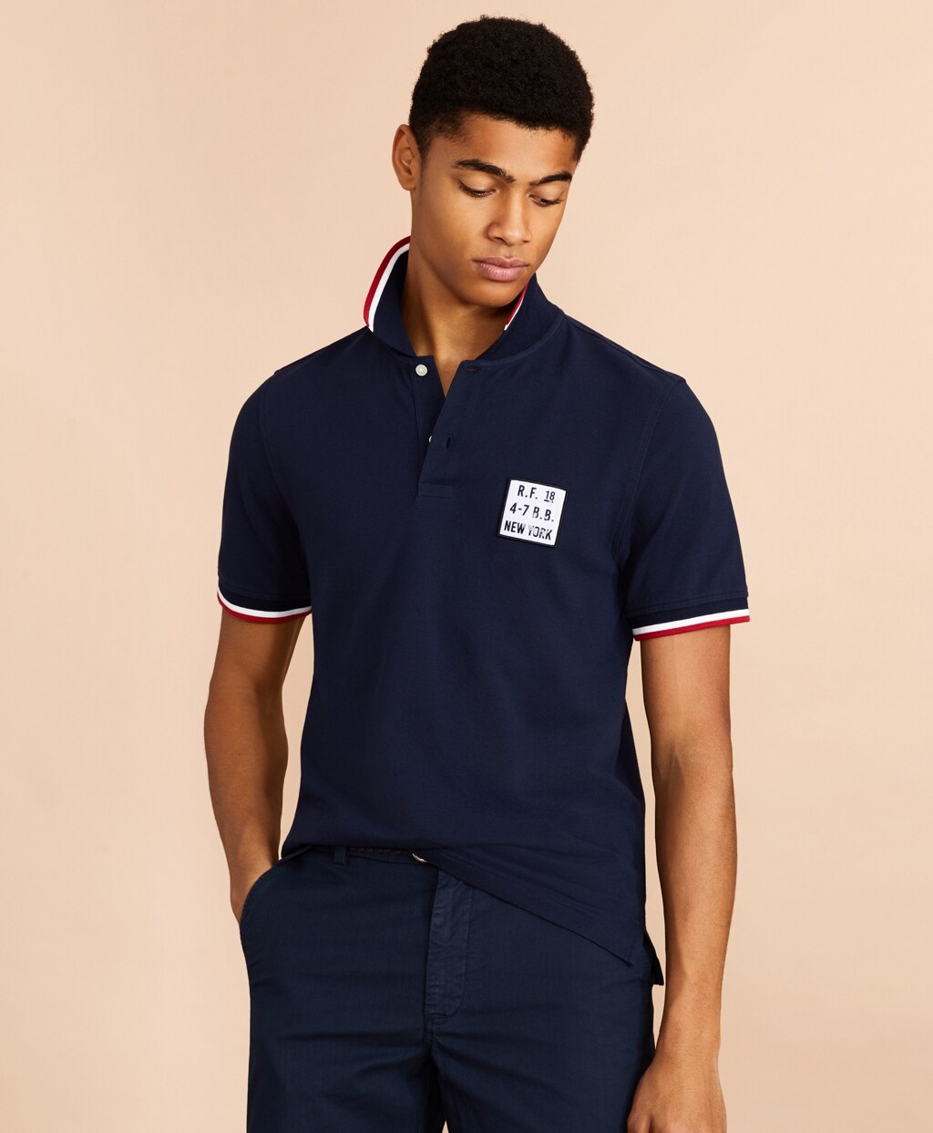 Cotton Pique Patch Polo Shirt