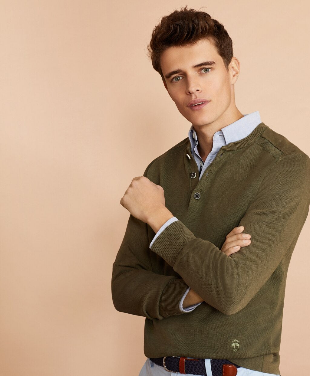 Acid Wash Henley Sweater