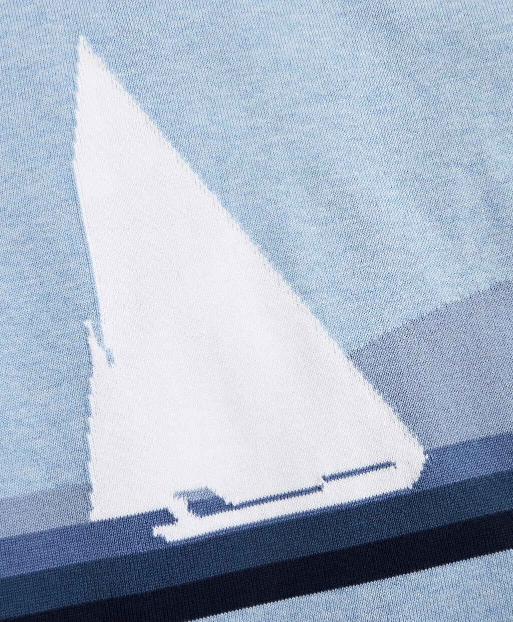 Cotton Sailboat Intarsia Sweater