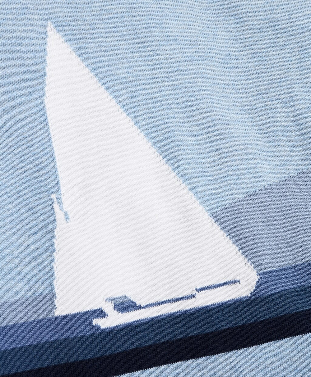 Cotton Sailboat Intarsia Sweater
