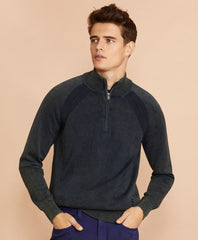 Acid Wash Half-Zip Sweater