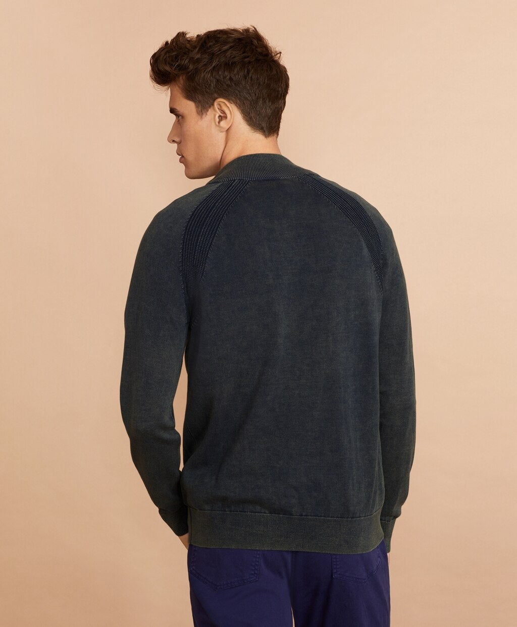 Acid Wash Half-Zip Sweater