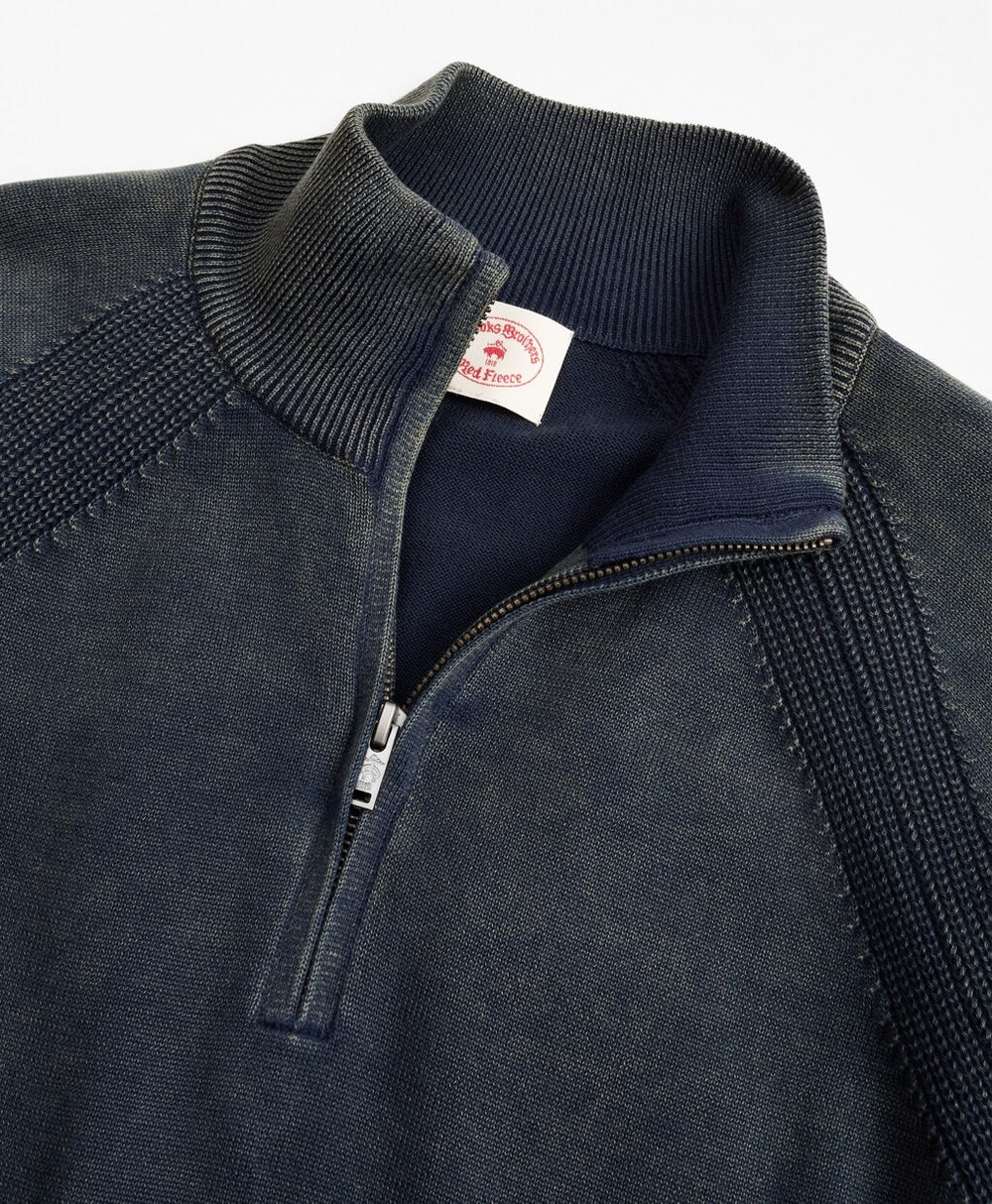 Acid Wash Half-Zip Sweater