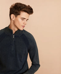 Acid Wash Half-Zip Sweater