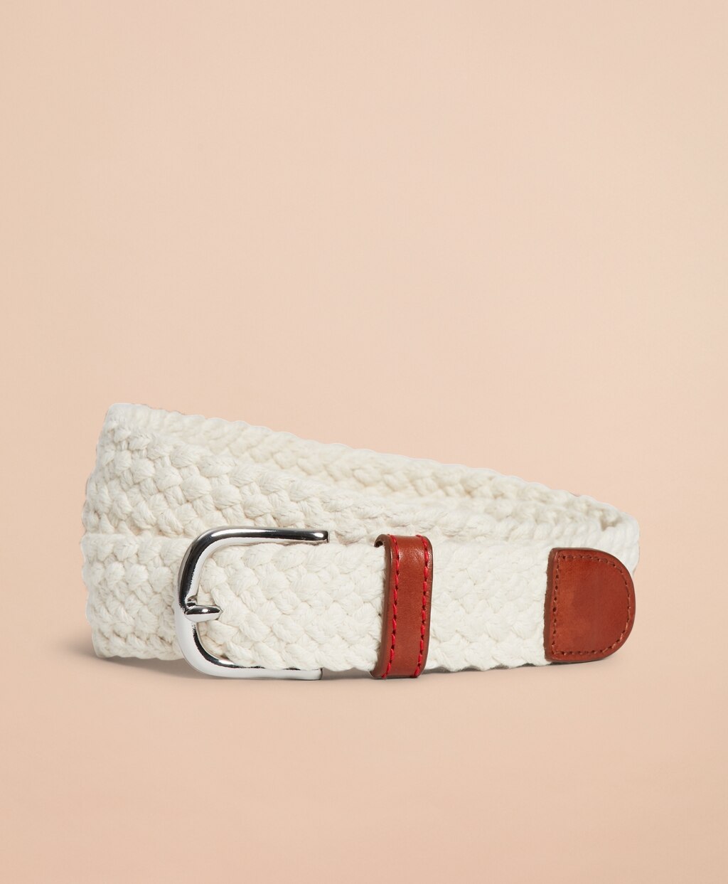 Braided Leather-Trim Belt