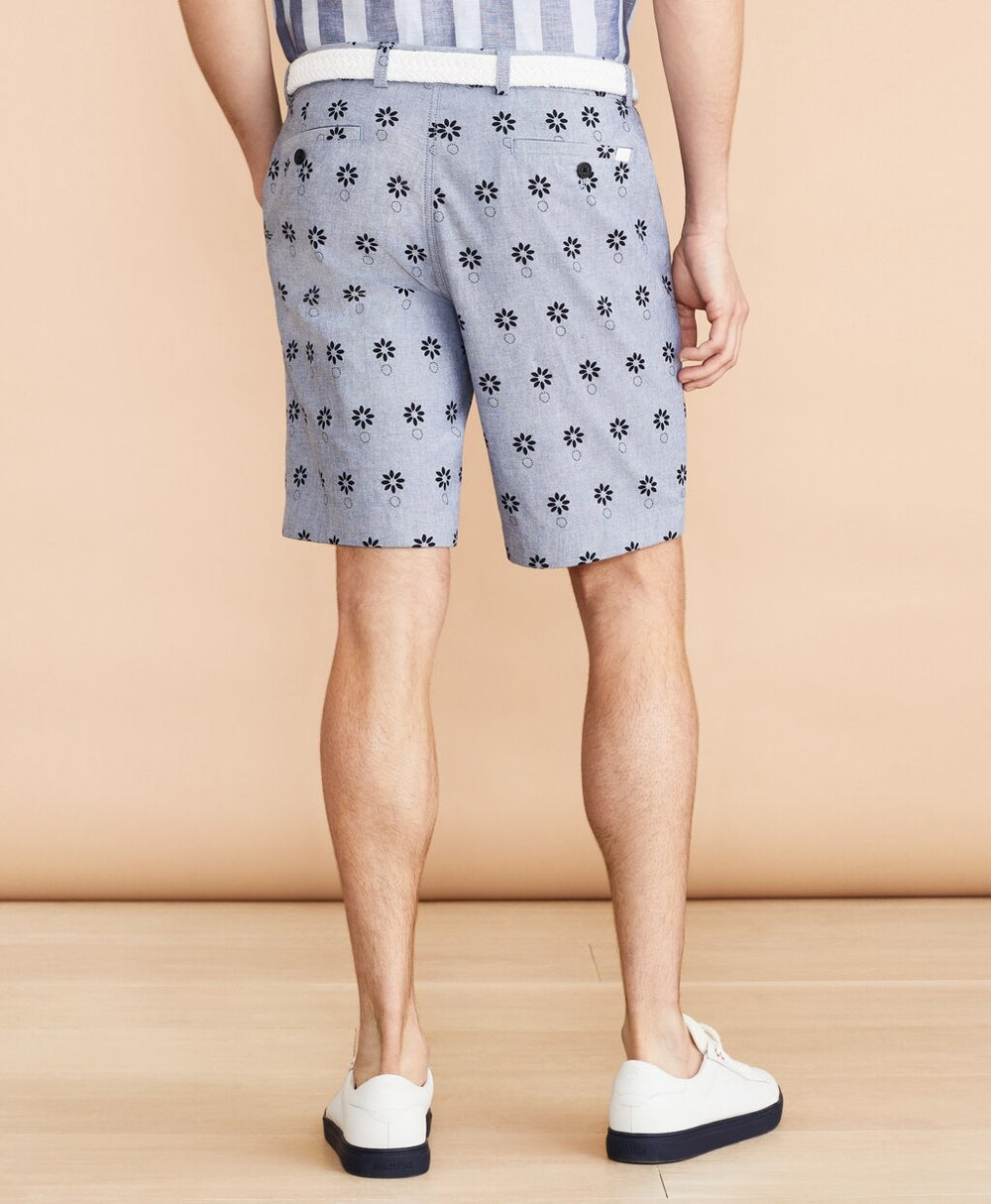 Chambray Flower Print Shorts