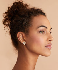 Crystal-Covered Heart Stud Earrings
