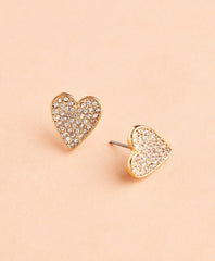 Crystal-Covered Heart Stud Earrings