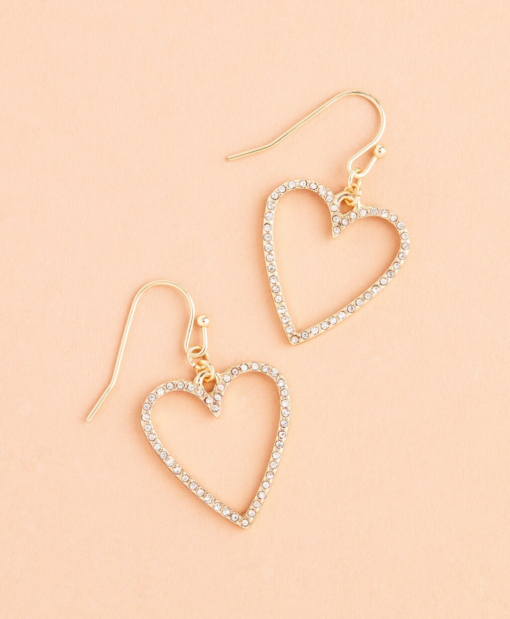Crystal-Covered Heart Drop Earrings
