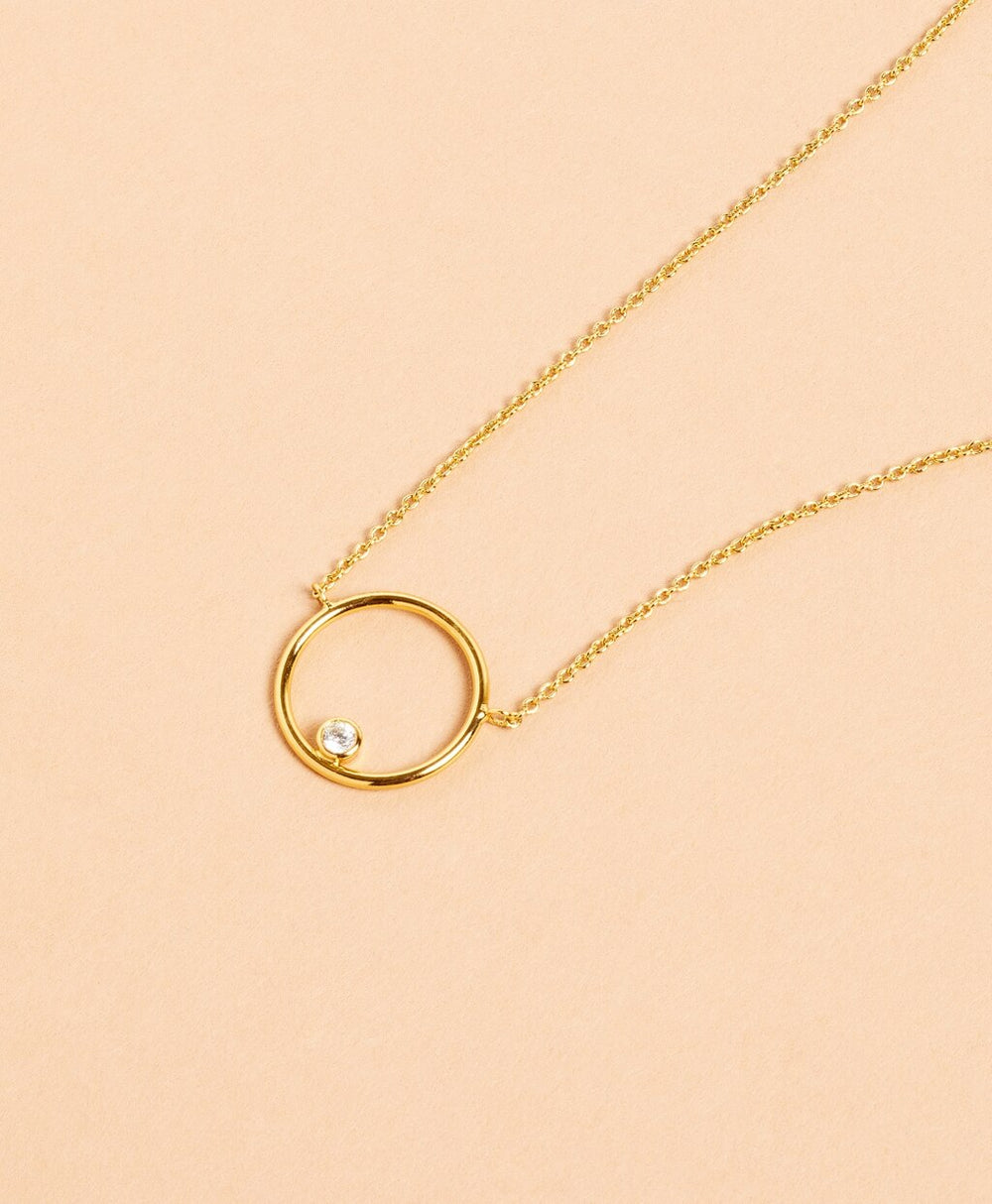 Demi-Fine Crystal Circle Pendant Necklace