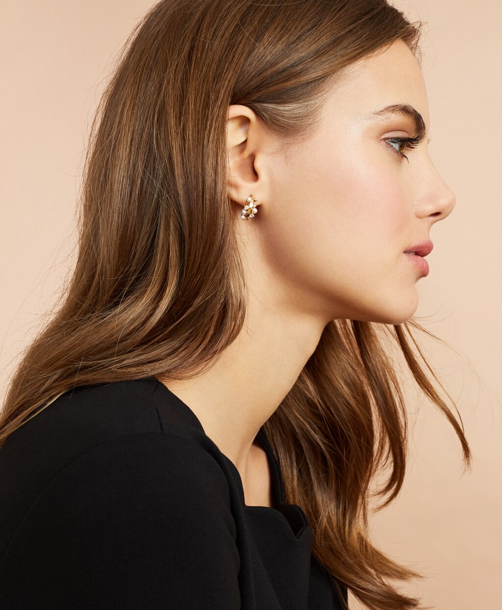 Demi-Fine Freshwater Pearl & Crystal Hoop Earrings