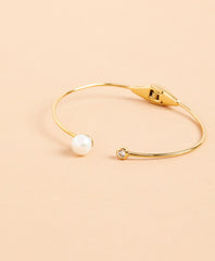 Demi-Fine Freshwater Pearl & Crystal Cuff Bracelet