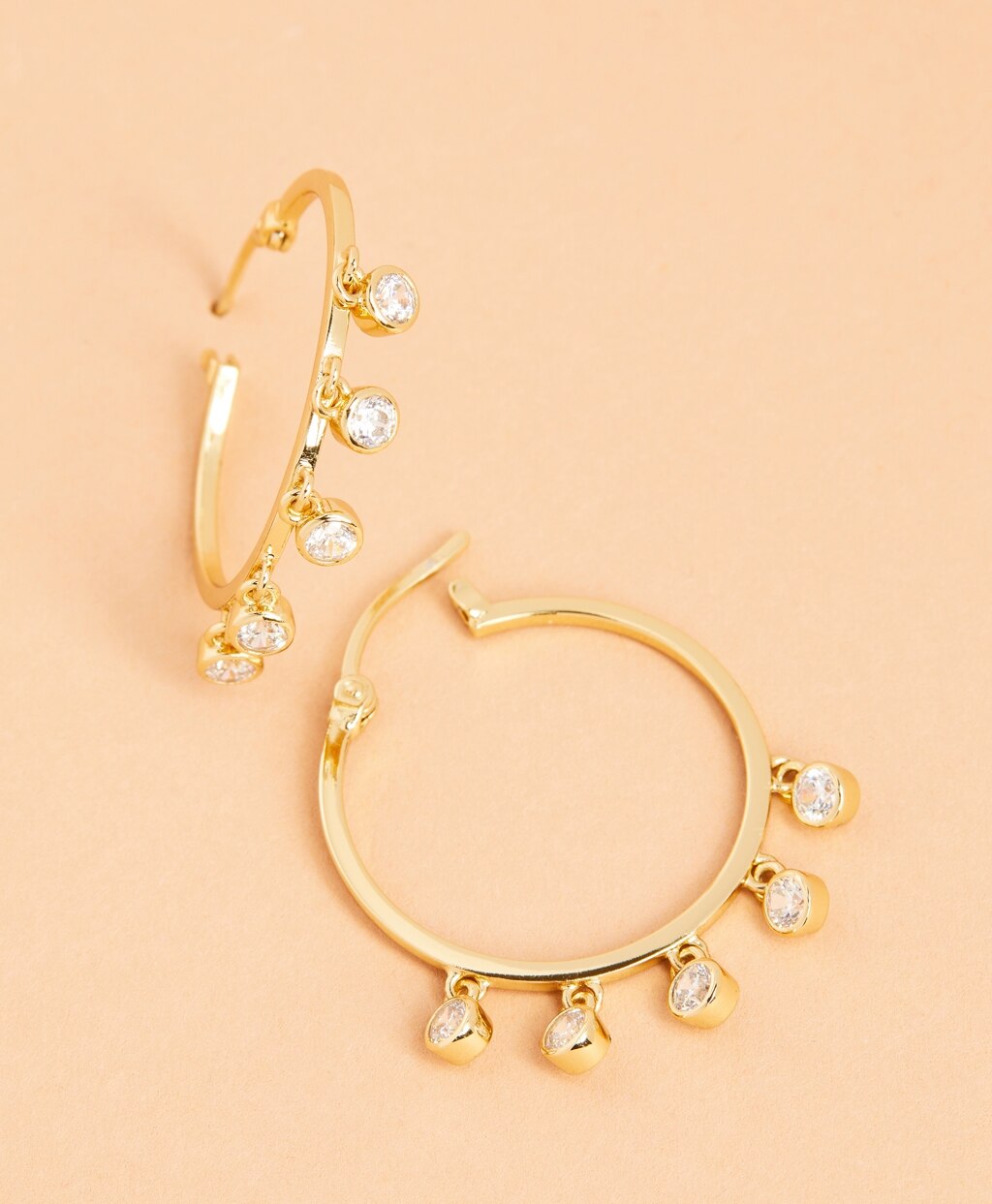 Demi-Fine Crystal-Pendant Hoop Earrings