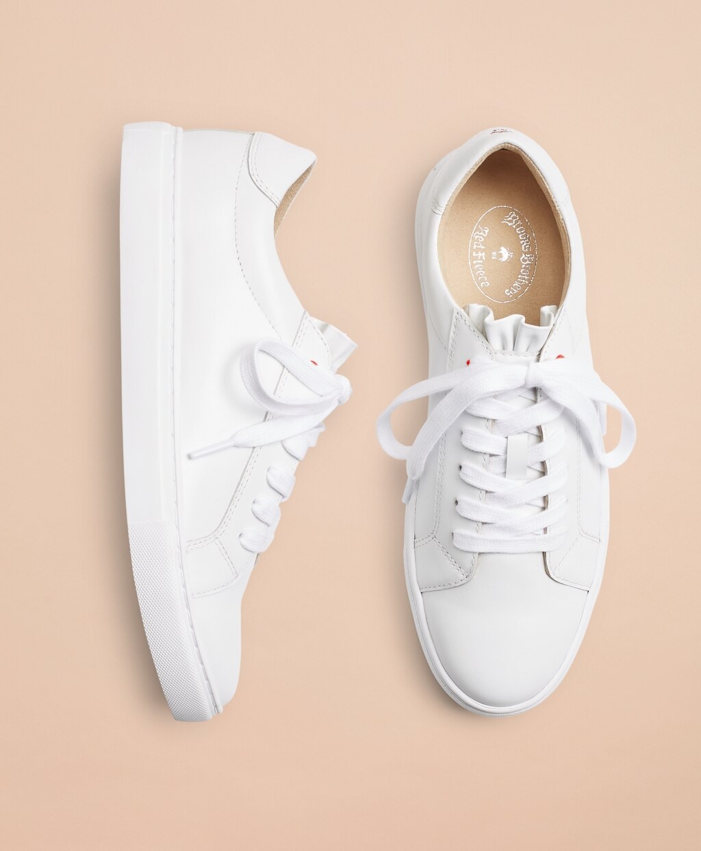 Ruffle-Trimmed Leather Low-Top Sneakers