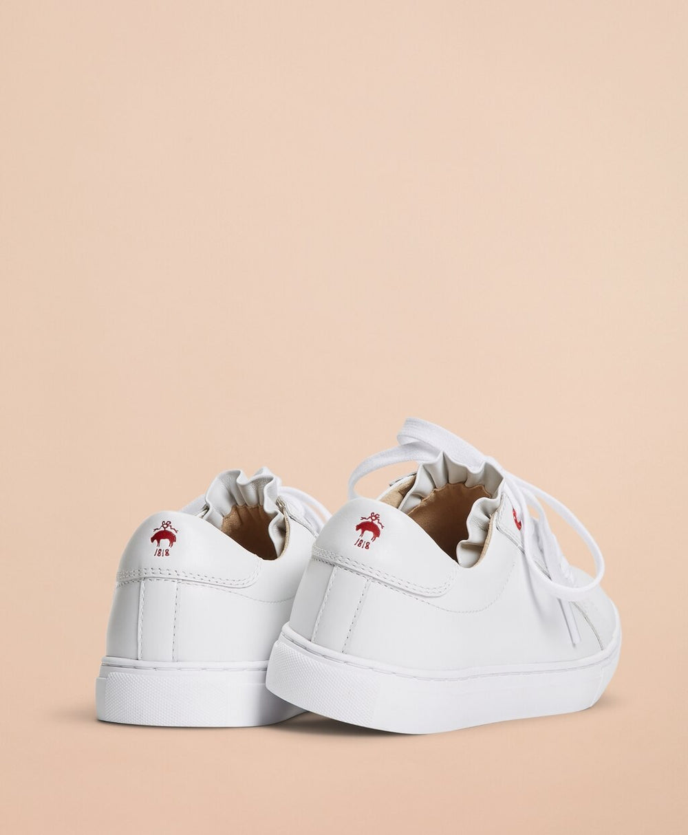 Ruffle-Trimmed Leather Low-Top Sneakers
