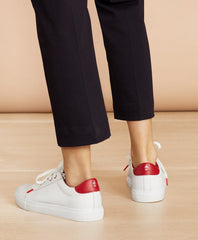 Ruffle-Trim Color-Block Leather Low-Top Sneakers