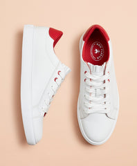 Ruffle-Trim Color-Block Leather Low-Top Sneakers