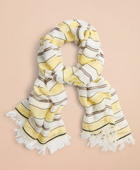 Striped Linen-Cotton Gauze Scarf