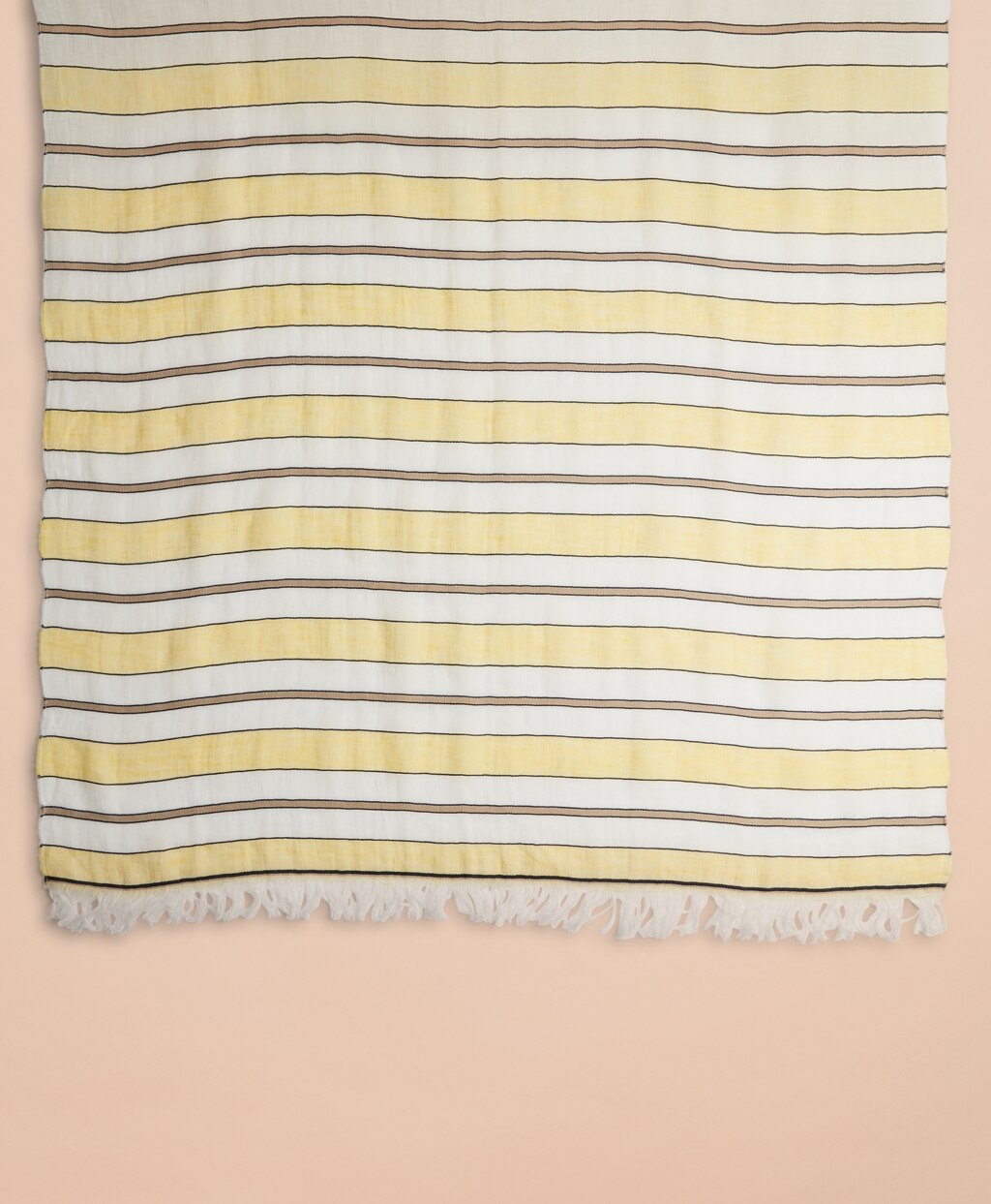 Striped Linen-Cotton Gauze Scarf