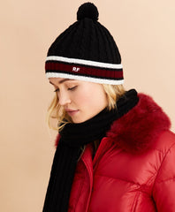 Striped Cable-Knit Wool-Cotton Hat
