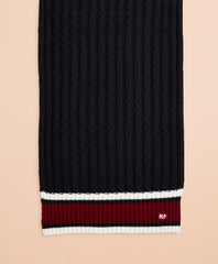 Striped Cable-Knit Wool-Cotton Scarf